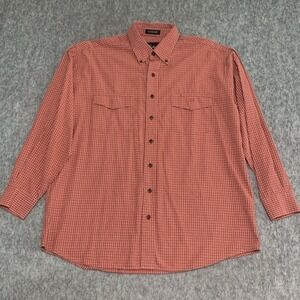 Lucchese Red Check Button Down Cotton Shirt Mens Large Cowboy Western